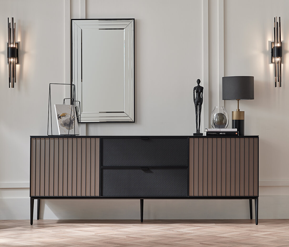 Riga Walnut-Black Sideboard (WxH) 209x82 cm (WxH)
