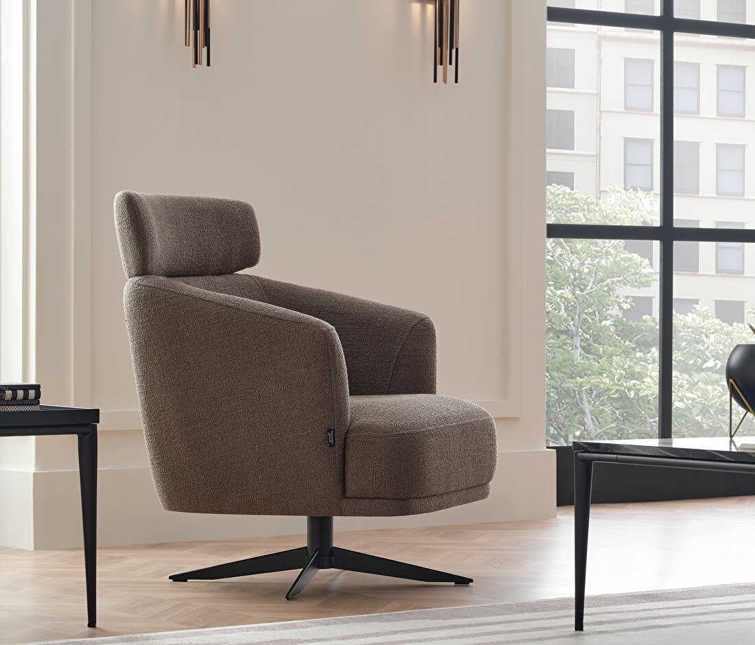 Swan Swivel Armchair with Headrest