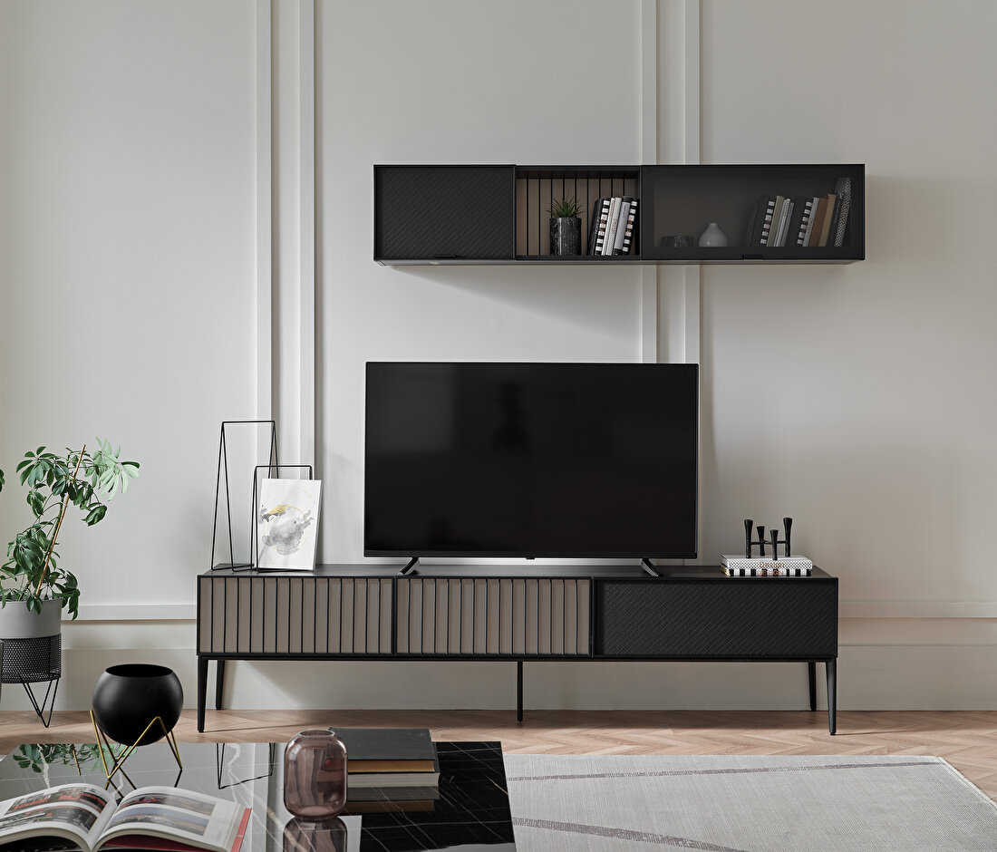 Riga Walnut-Black TV Unit Combination 1