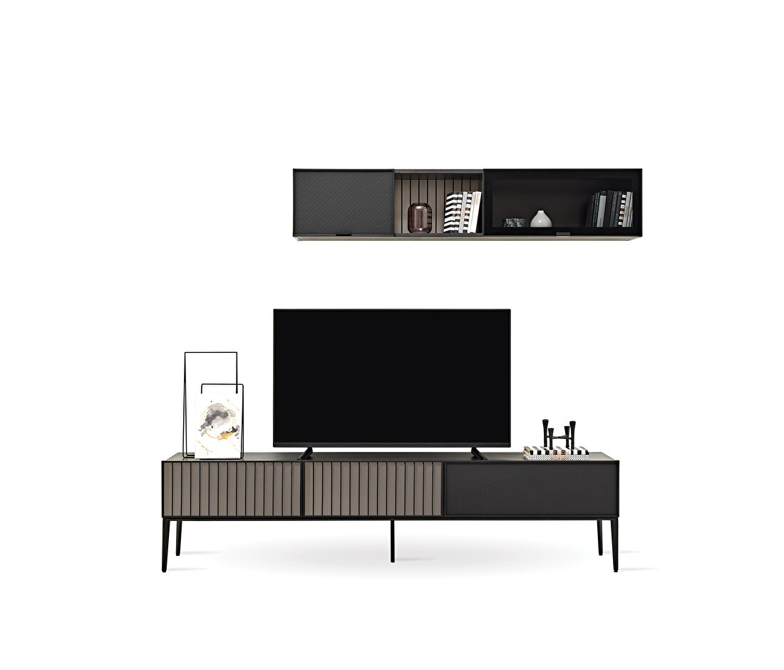 Riga Walnut-Black TV Unit Combination 1