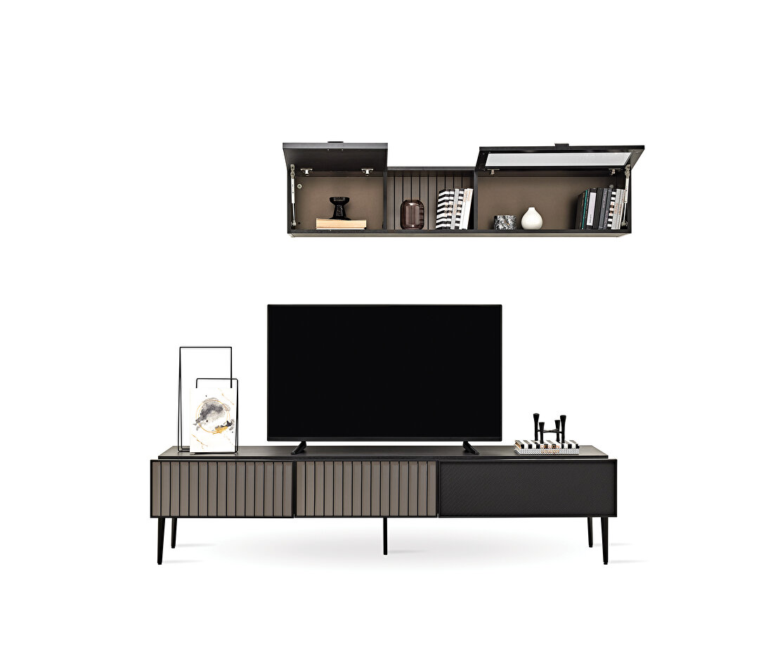 Riga Walnut-Black TV Unit Combination 1
