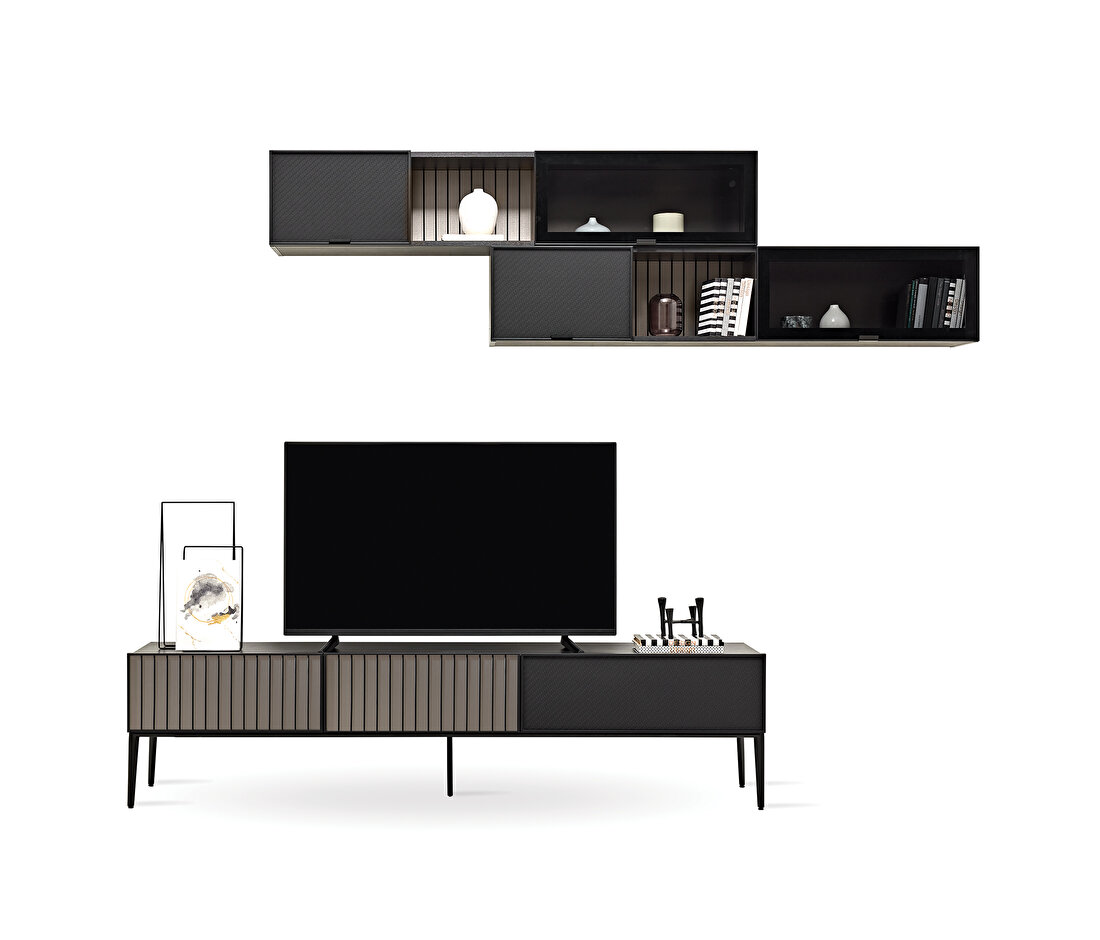 Riga Walnut-Black TV Unit Combination 2