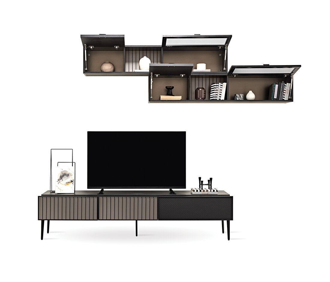Riga Walnut-Black TV Unit Combination 2