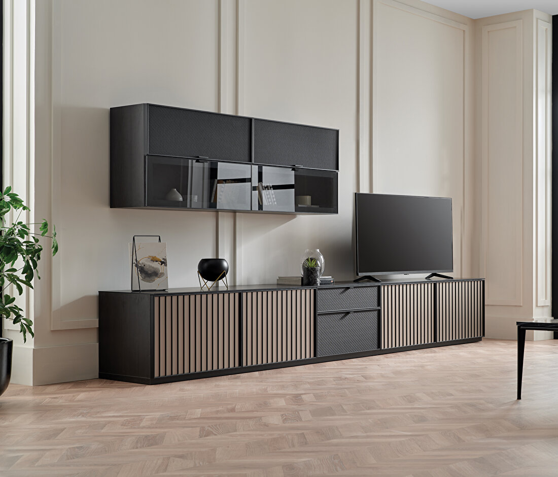 Riga Walnut-Black TV Unit Combination 3