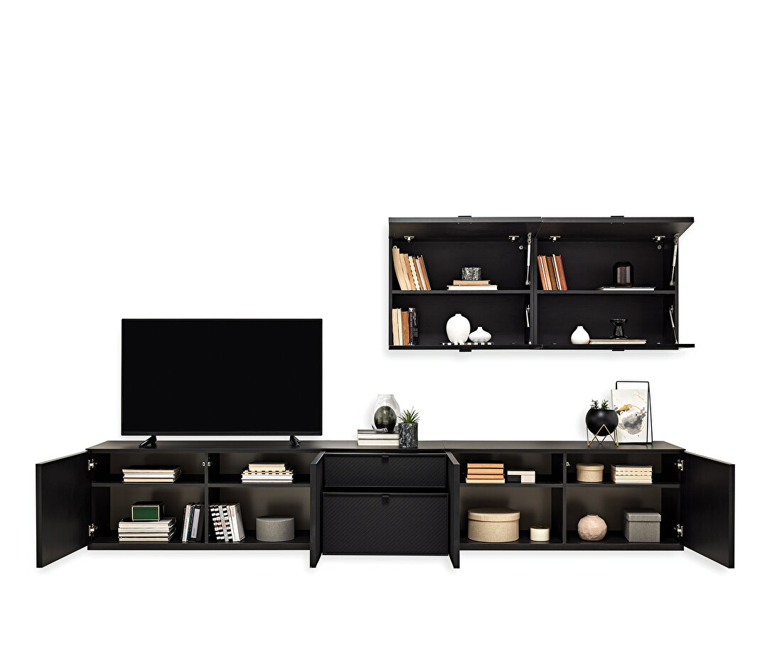 Riga Walnut-Black TV Unit Combination 3
