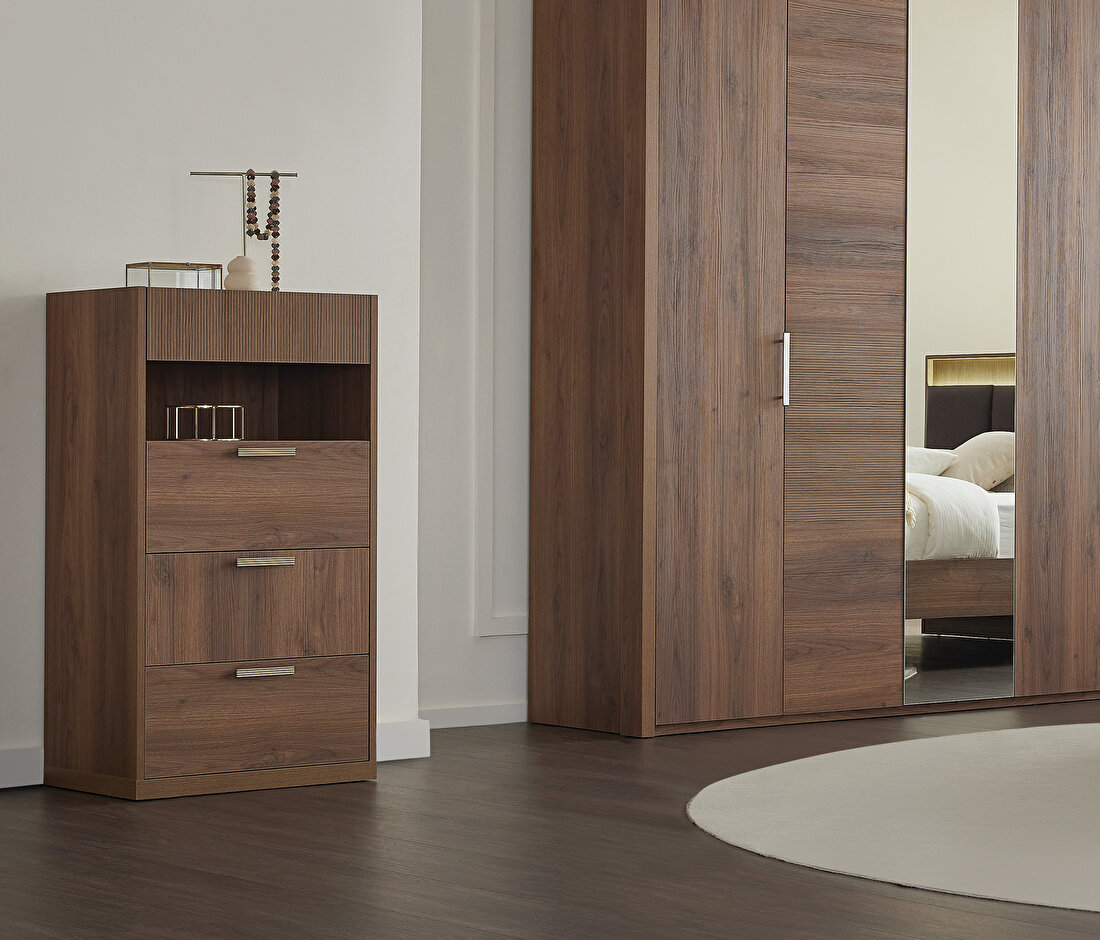 Pavia Walnut High Chest of Drawers
