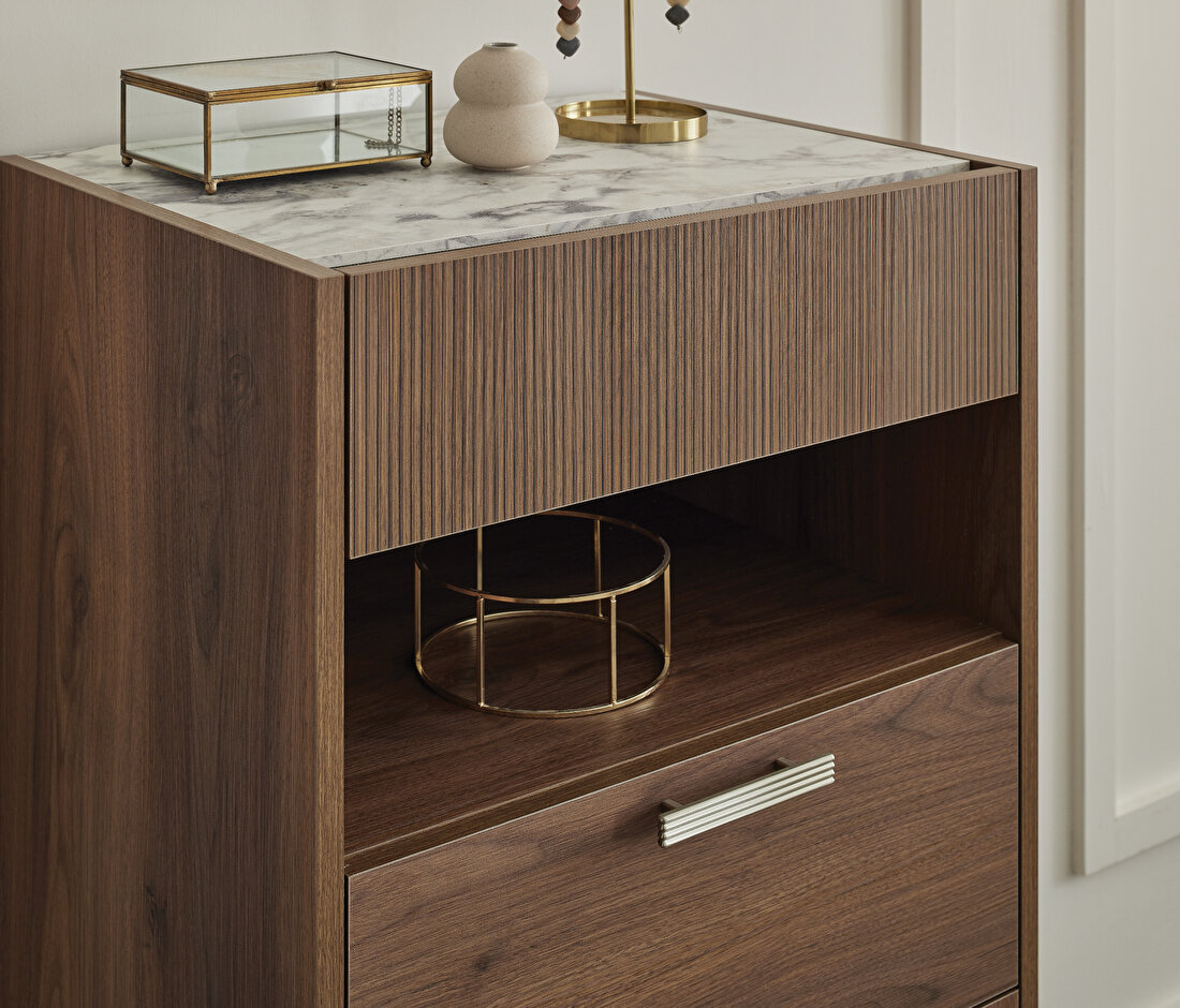 Pavia Walnut High Chest of Drawers