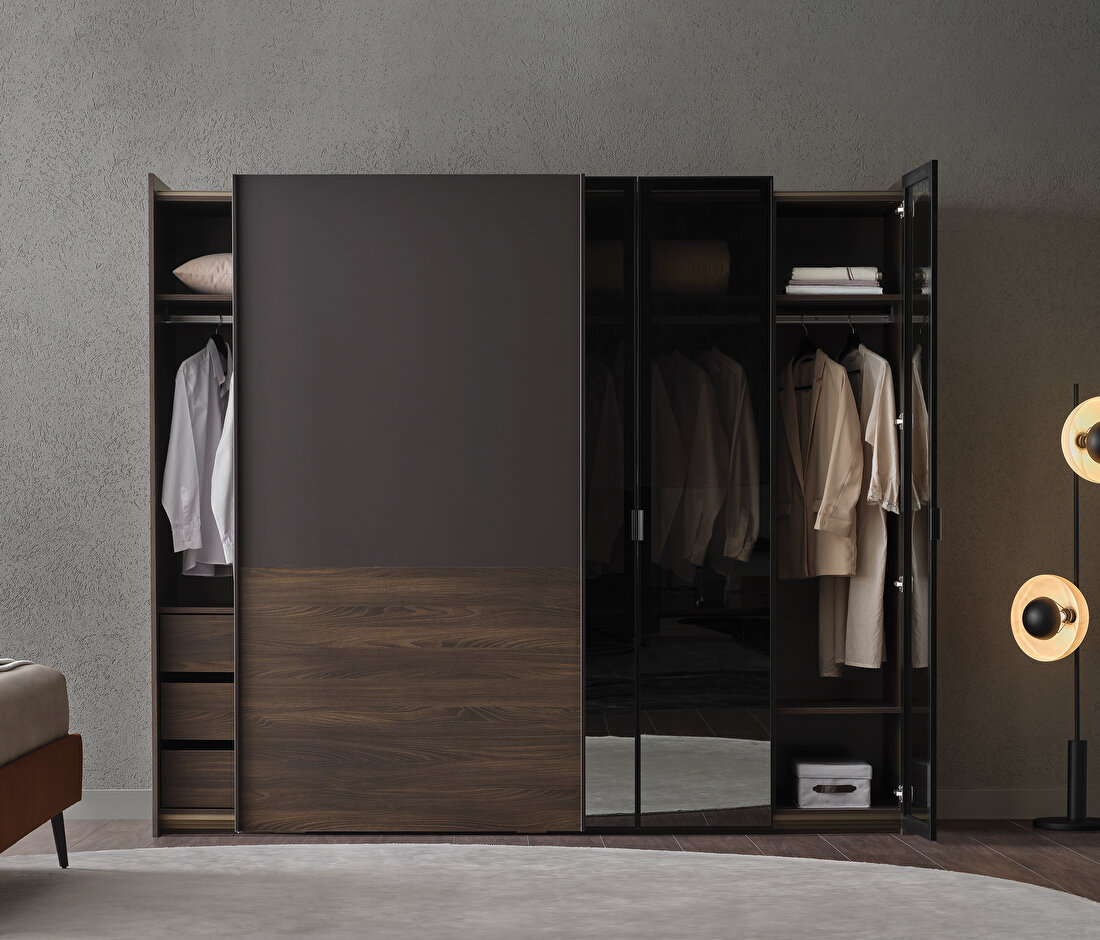 Marion Dark Brown-Walnut Wardrobe