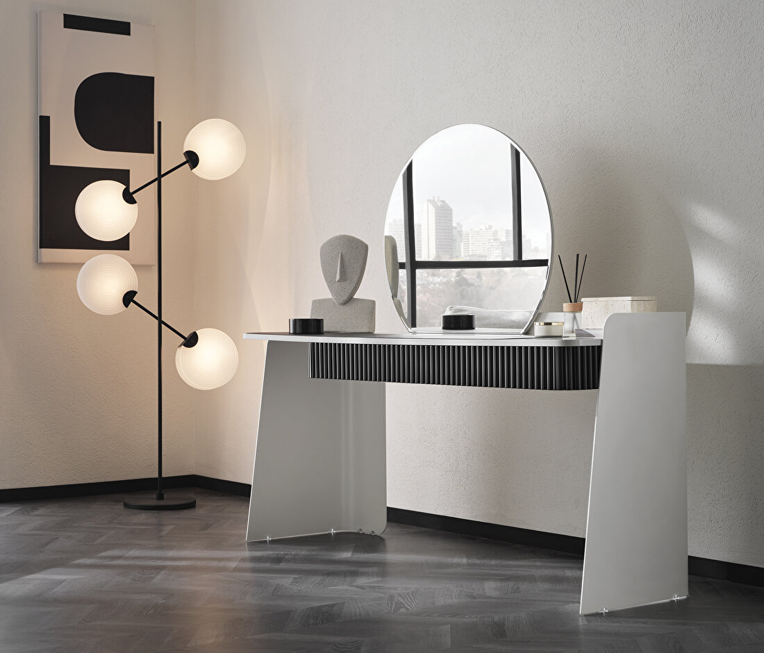 Delhi White-Black Vanity Table