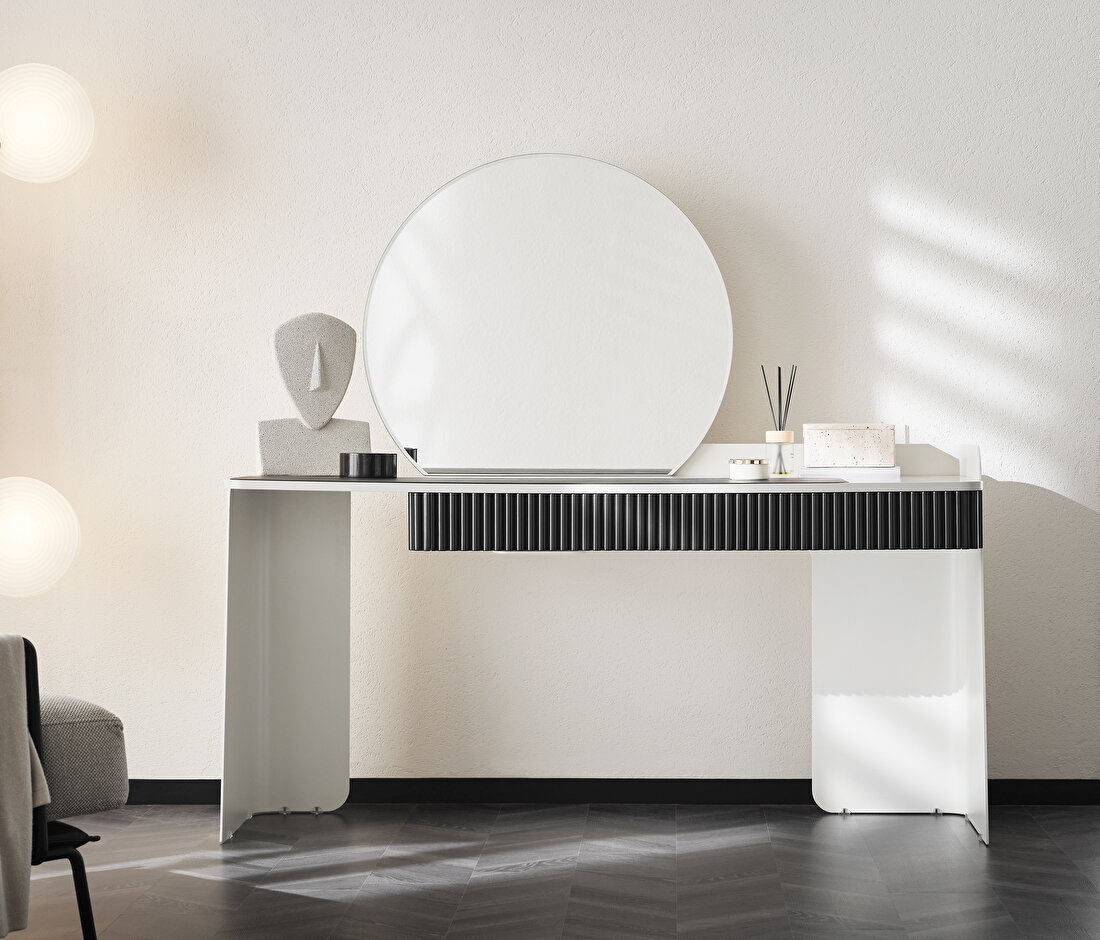 Delhi White-Black Vanity Table