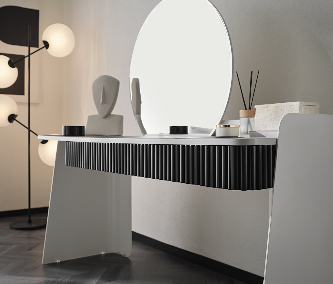 Delhi White-Black Vanity Table
