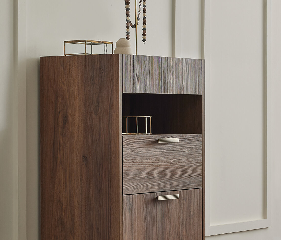 Pavia Walnut High Chest of Drawers