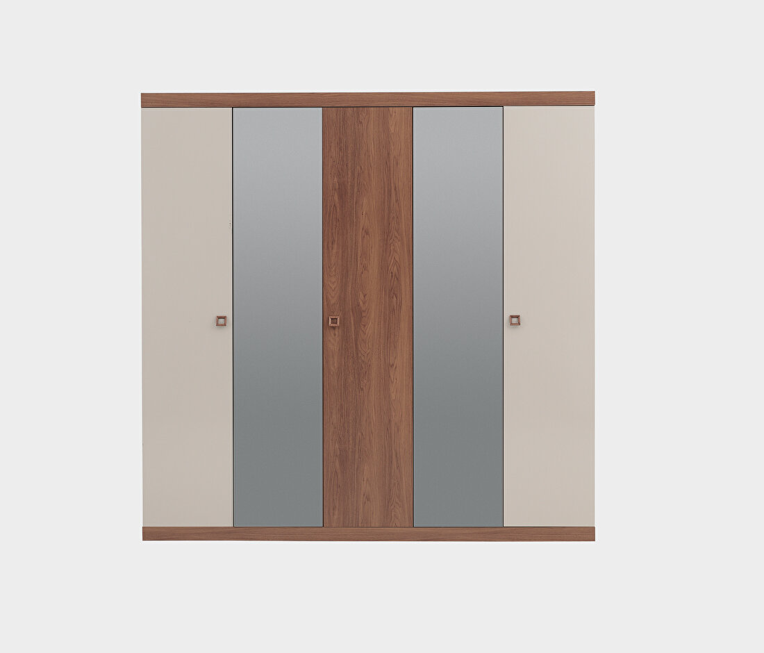 Mistral Walnut - Glossy Cream Wardrobe