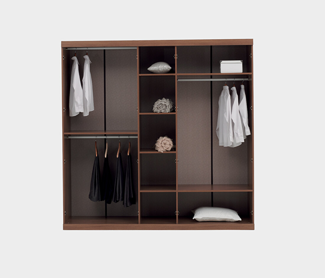 Mistral Walnut - Glossy Cream Wardrobe