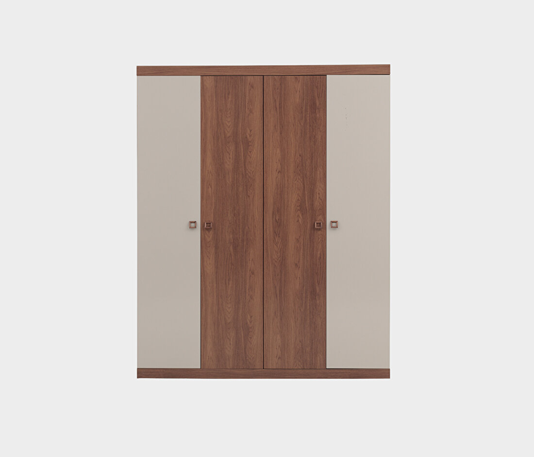 Mistral Walnut - Glossy Cream Wardrobe