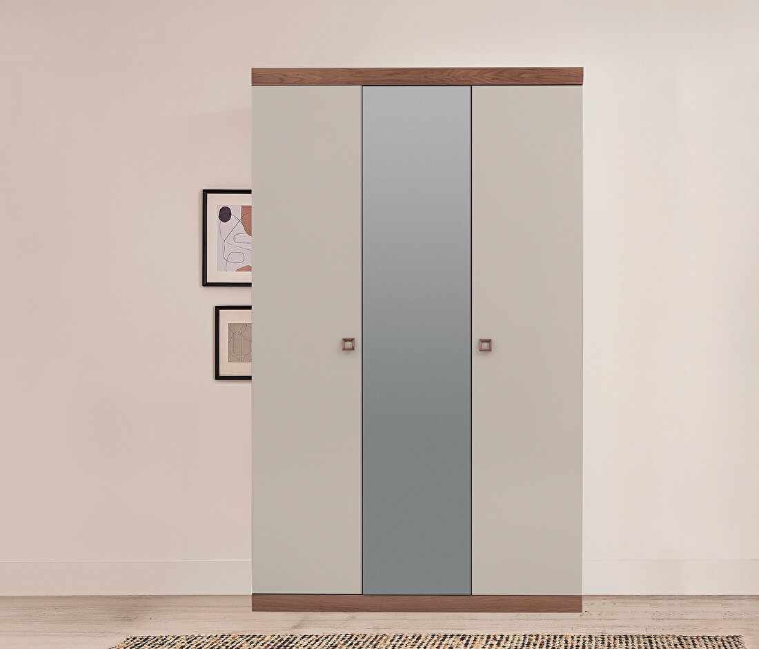 Mistral Walnut - Glossy Cream Wardrobe