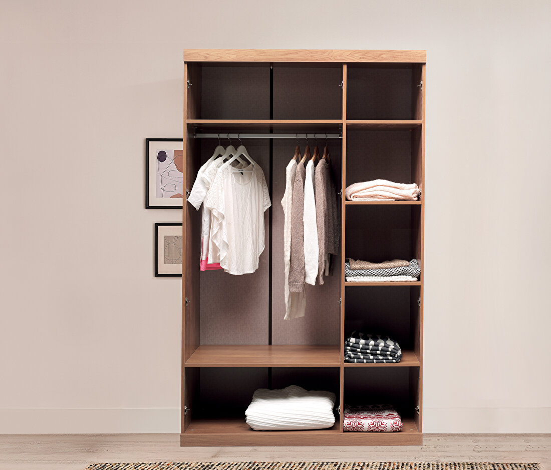 Mistral Walnut - Glossy Cream Wardrobe