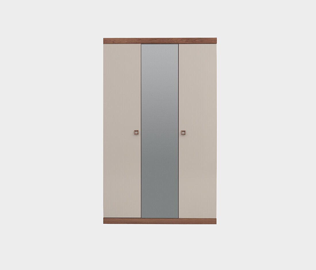 Mistral Walnut - Glossy Cream Wardrobe