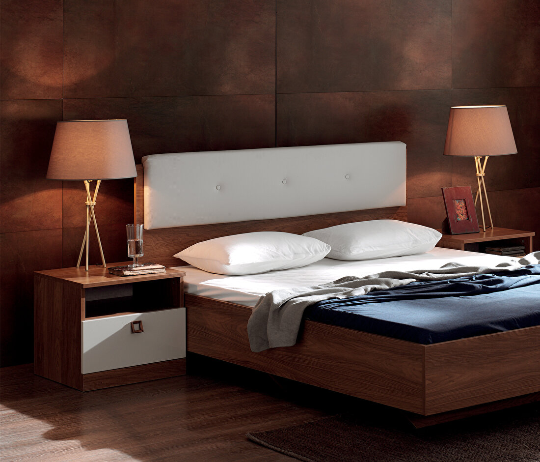 Mistral Walnut - Glossy Cream Nightstand