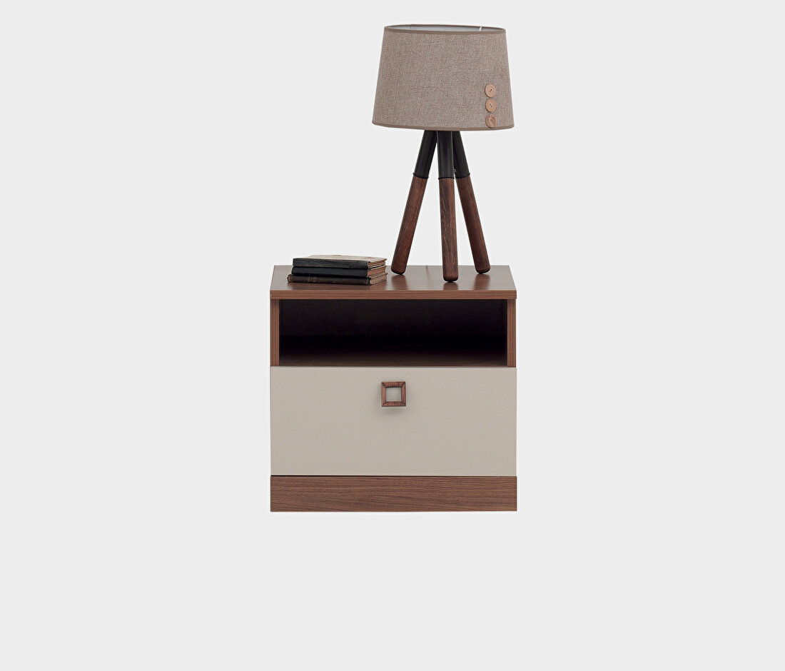 Mistral Walnut - Glossy Cream Nightstand