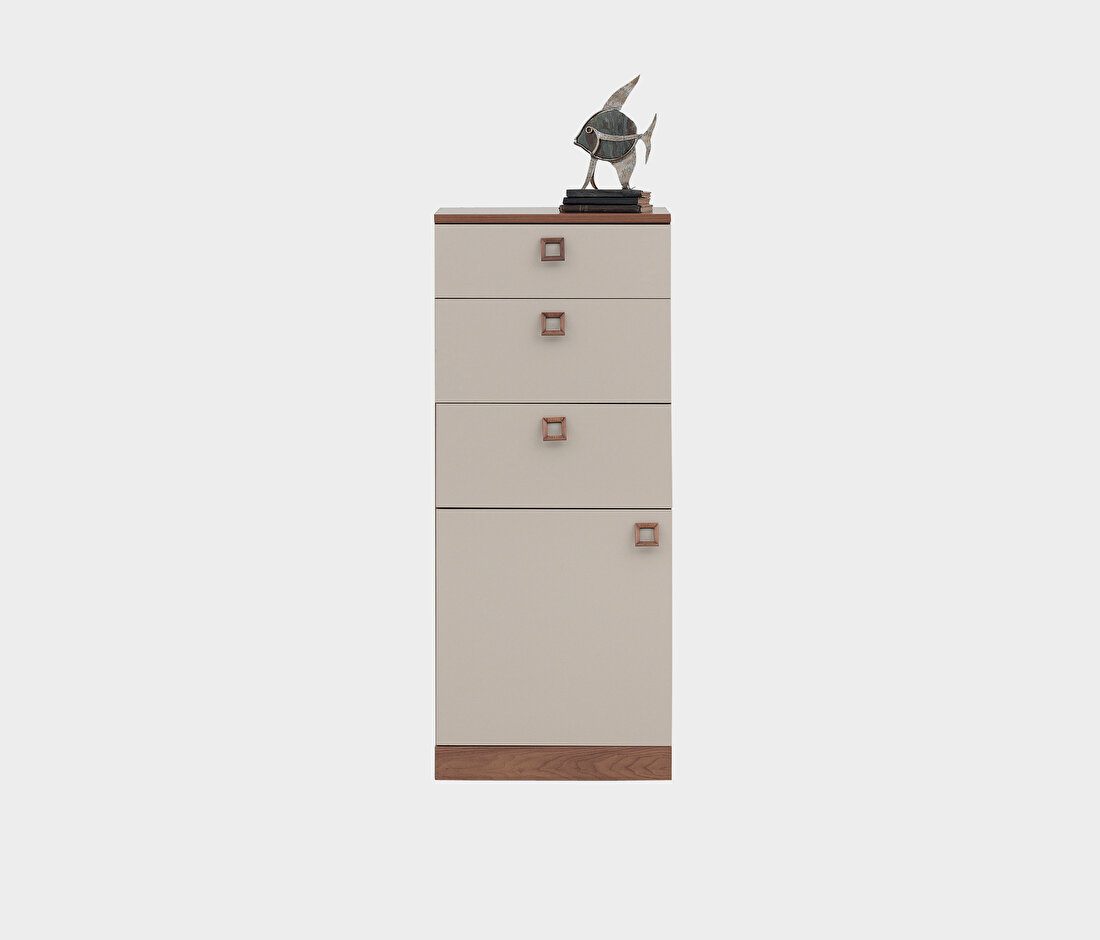 Mistral Walnut - Glossy Cream High Chest of Drawers