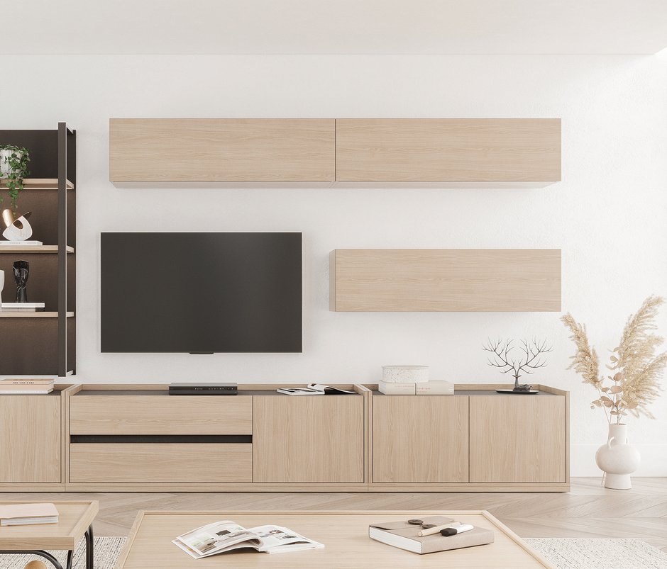 Terra Kalkar Kapaklı TV Üntesi Üst Modülü - Açık Meşe