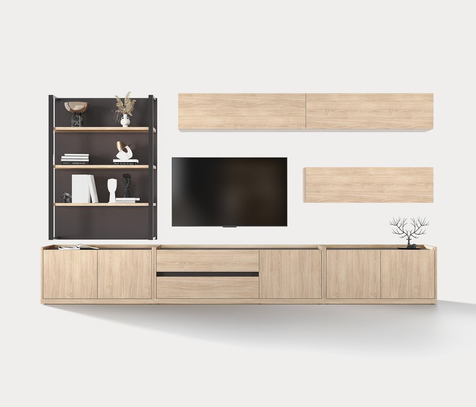Terra Kalkar Kapaklı TV Üntesi Üst Modülü - Açık Meşe