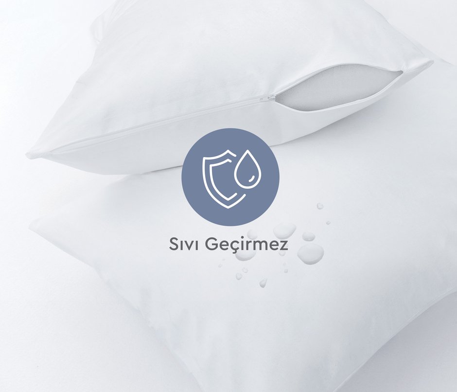 Leni Su İtici 2'li Yastık Alezi/Koruyucu - Beyaz