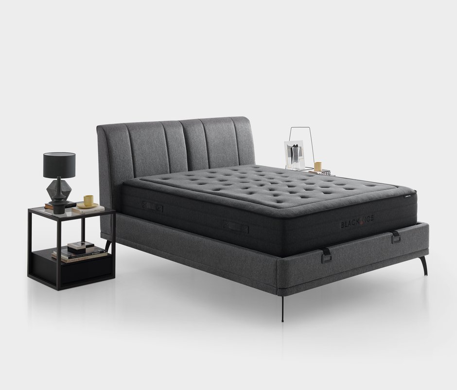 Black Ice Yatak Baza Başlık 3'lü Set - Siyah