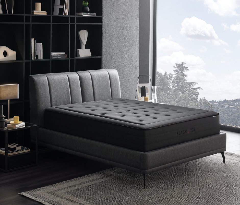 Black Ice Yatak Baza Başlık 3'lü Set - Siyah