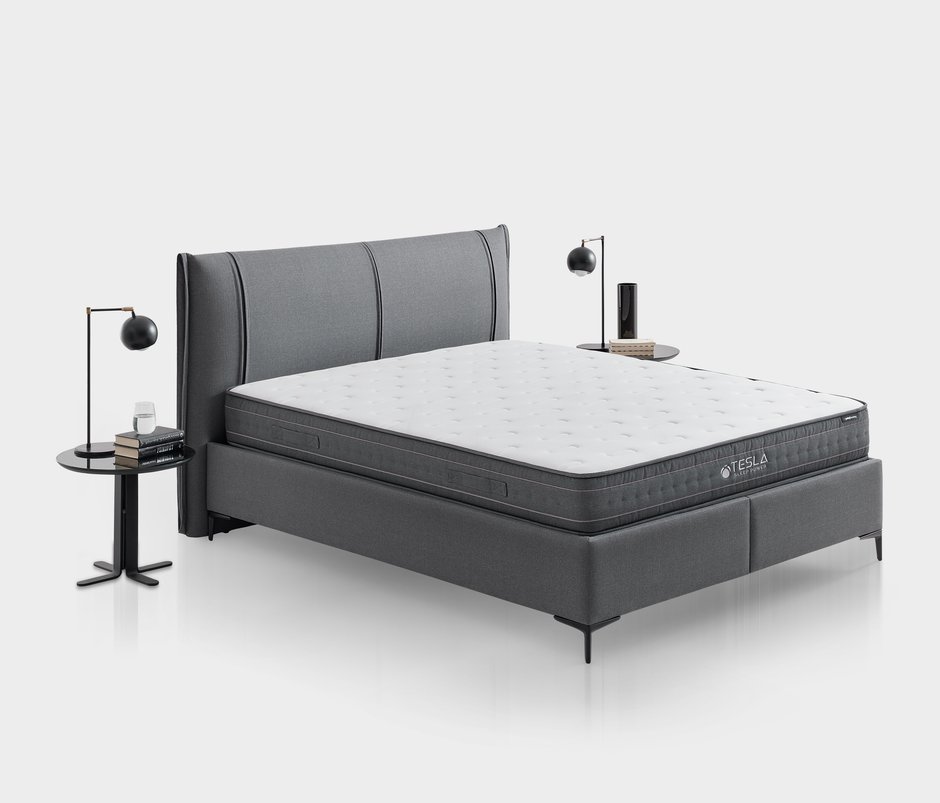 Tesla Sleep Power Yatak Baza Başlık 3'lü Set - Gri