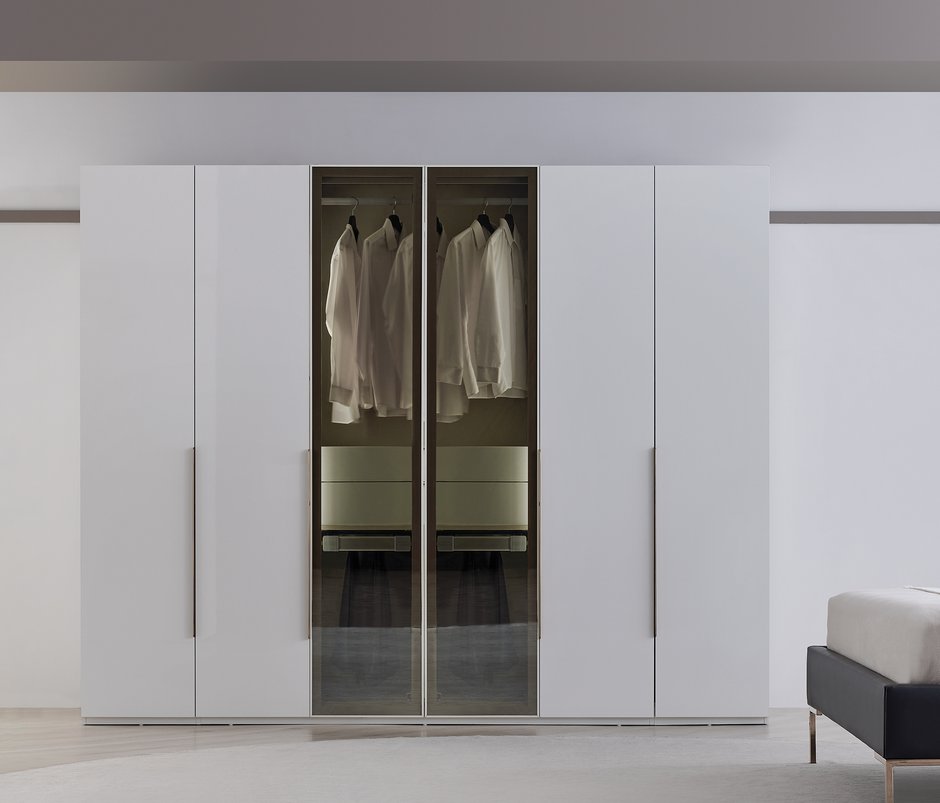 Legato 6-Door, Accordion Wardrobe - White