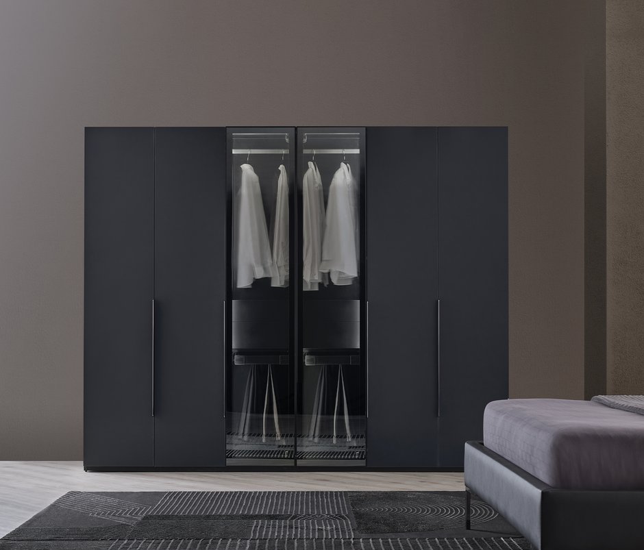 Legato 6-Door, Accordion Wardrobe - Black