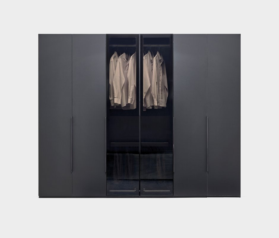 Legato 6-Door, Accordion Wardrobe - Black
