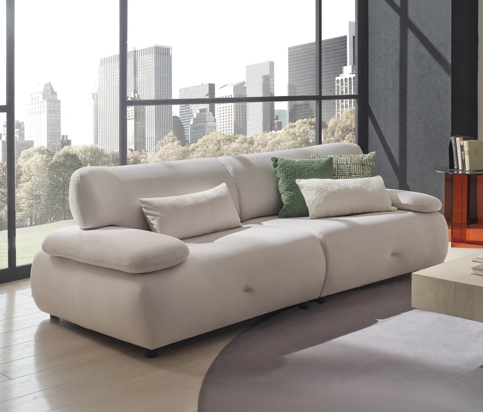 Block Visions Medium 3-Seater Sofa - Cream