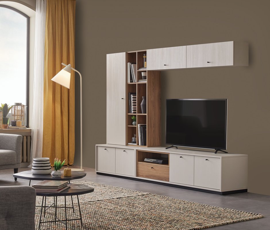Loreto Kapaklı TV Ünitesi Yan Modülü - Kırık Beyaz