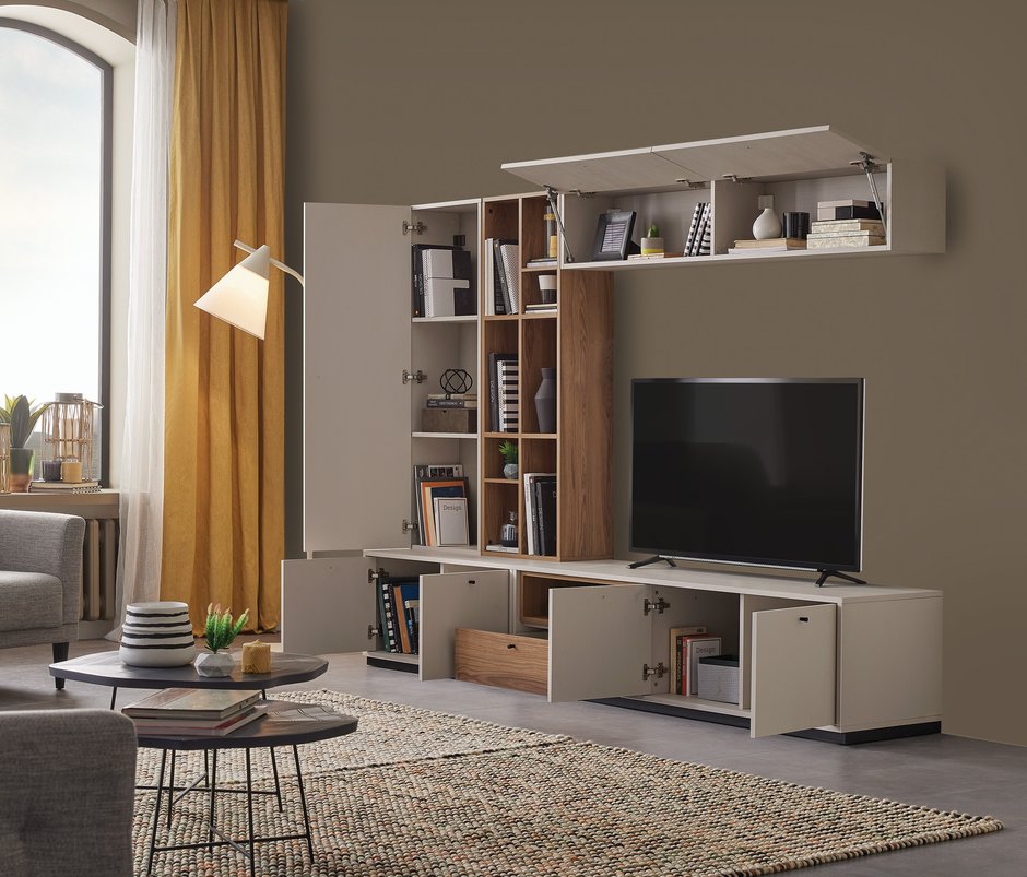 Loreto Kapaklı TV Ünitesi Yan Modülü - Kırık Beyaz