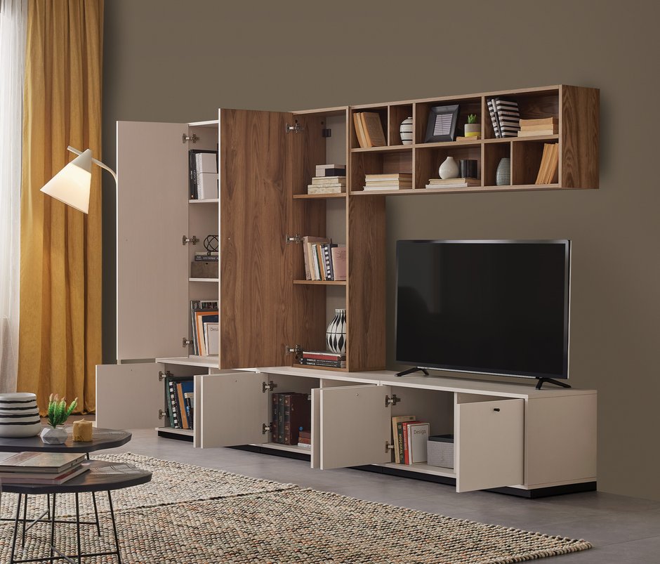 Loreto Kapaklı TV Ünitesi Yan Modülü - Ceviz