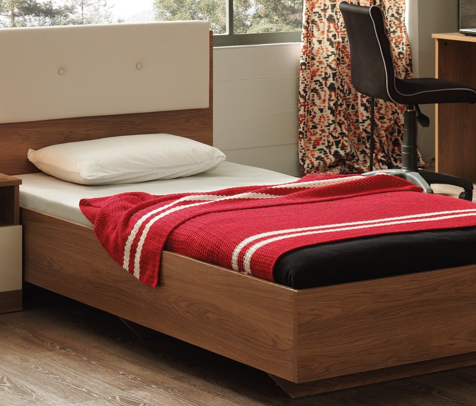 Mistral Leather-Look Fabric, Upholstered Bedstead - Walnut