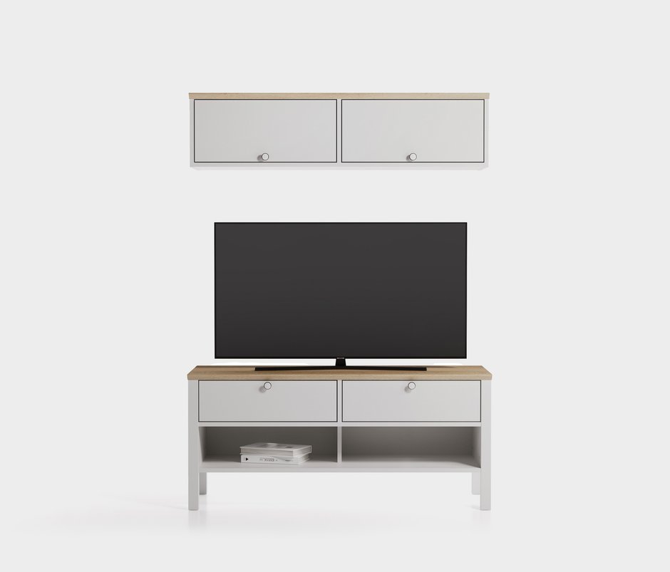 Marsell 2 Kapaklı TV Ünitesi Üst Modülü - Beyaz