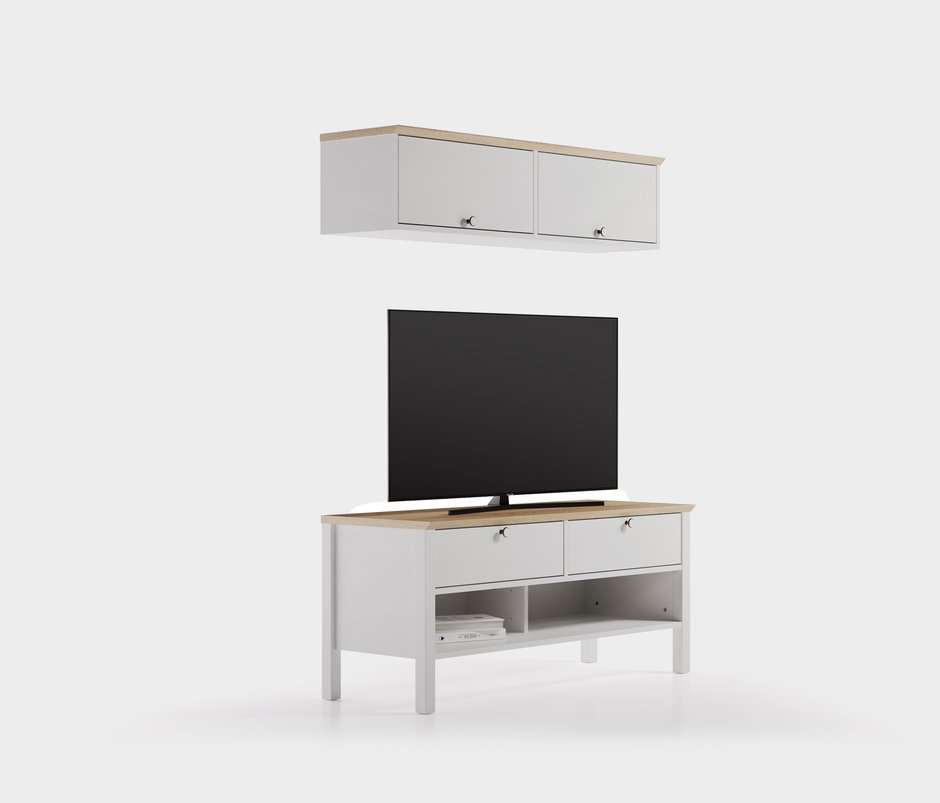 Marsell 2 Kapaklı TV Ünitesi Üst Modülü - Beyaz