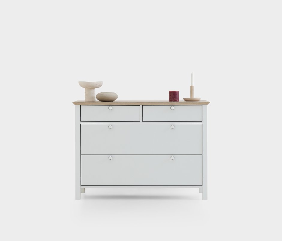 Marsell 4-Drawer, MDF Chest of Drawers with Legs - White