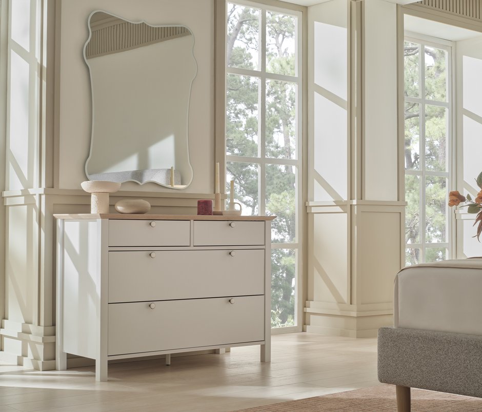 Marsell 4-Drawer, MDF Chest of Drawers with Legs - White