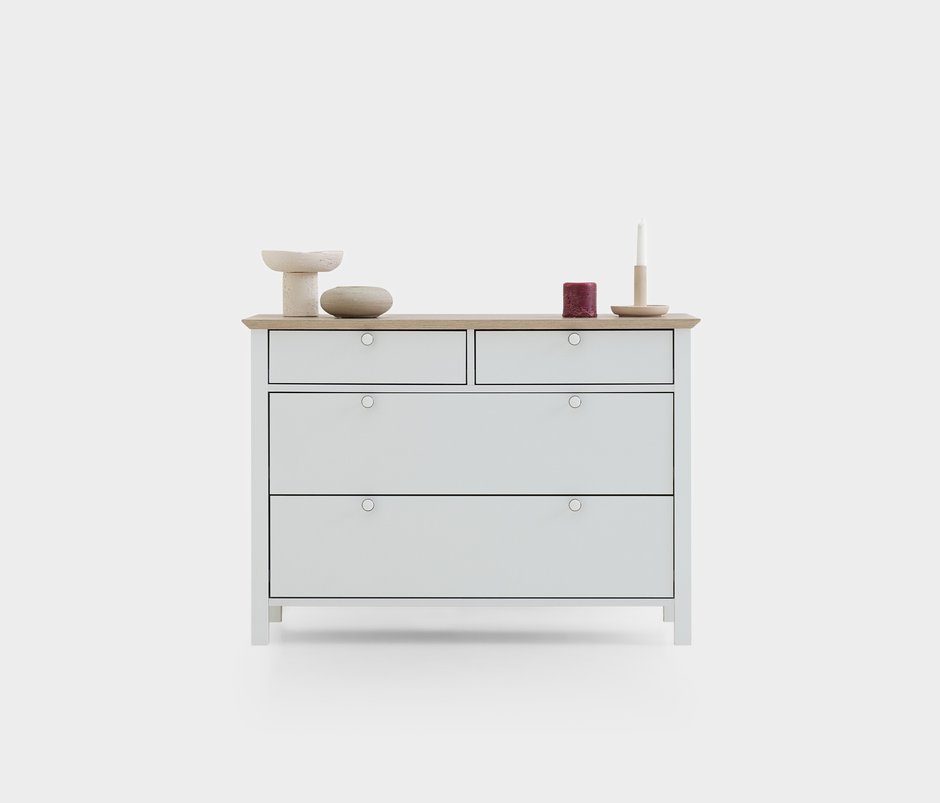 Marsell 4-Drawer, MDF Chest of Drawers with Legs - White