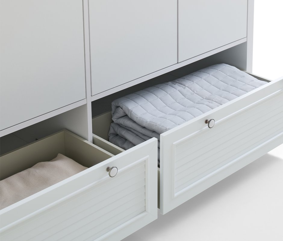 Marsell 4-Door, MDF Wardrobe with Drawers - White