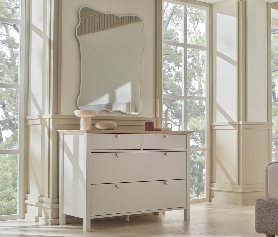 Marsell Rectangular, Chest of Drawers Mirror - Natural