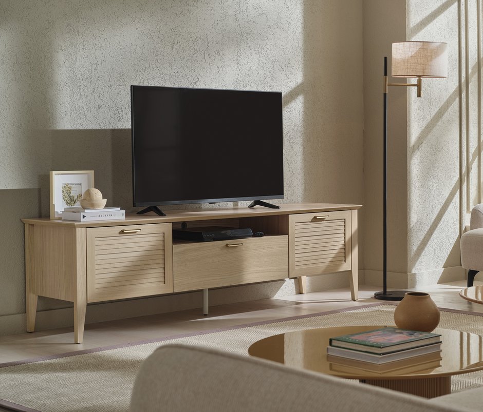 Verona 2-Door, MDF TV Unit - Light Oak