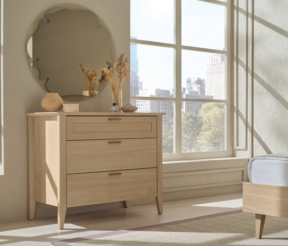 Verona 3-Drawer, MDF Chest of Drawers - Light Oak