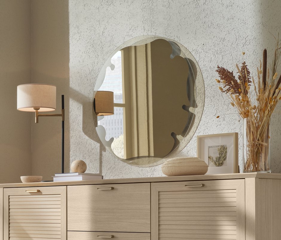 Verona Round, Sideboard-Chest of Drawers Mirror - Bronze