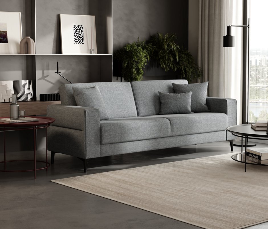 Briza Plus Buklet Kumaş 3'lü Yataklı Koltuk - Açık Mavi